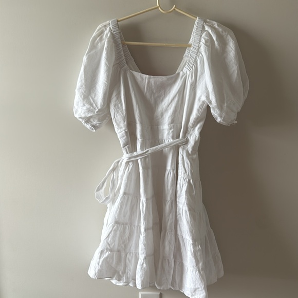 LILLY PULITZER DRESS IRALEE SHORT SLEEVE LINEN WHITE WRAP STYLE SIZE 4 - Picture 6 of 6